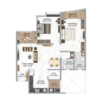 2 BHK Floor Plan at Krisala Codename Big Heart Tathawade Pune