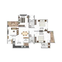 3 BHK Floor Plan at Krisala Codename Big Heart Tathawade Pune